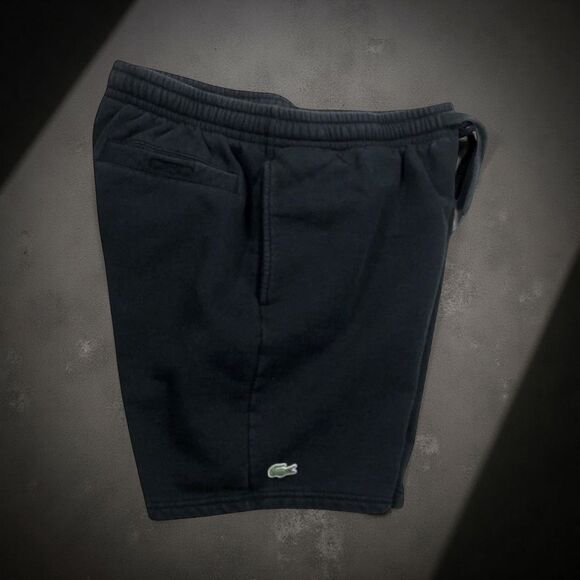 Lacoste Regular Fit Mens Black Fleece Drawstring  Shorts With Pockets Sz 7 XXL - Picture 1 of 7